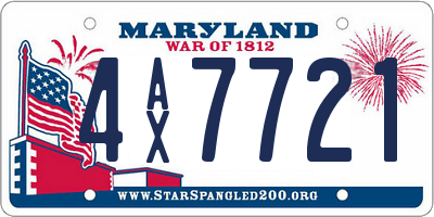 MD license plate 4AX7721