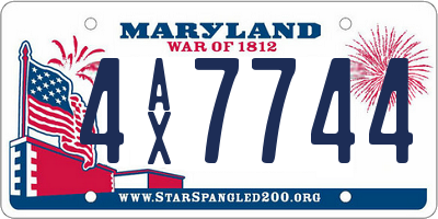 MD license plate 4AX7744
