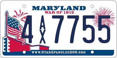 MD license plate 4AX7755