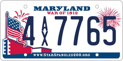 MD license plate 4AX7765