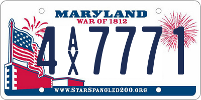 MD license plate 4AX7771