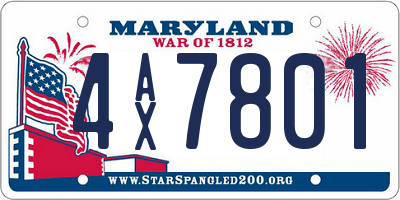 MD license plate 4AX7801