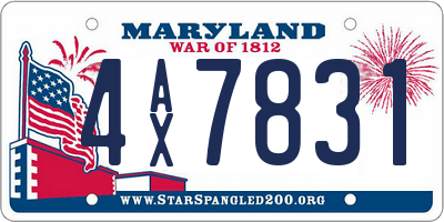 MD license plate 4AX7831