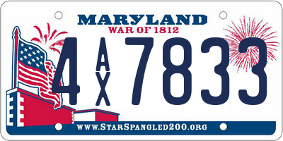 MD license plate 4AX7833