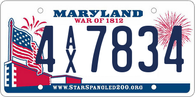 MD license plate 4AX7834