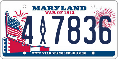 MD license plate 4AX7836