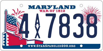 MD license plate 4AX7838