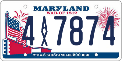 MD license plate 4AX7874