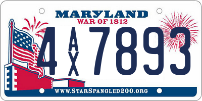 MD license plate 4AX7893
