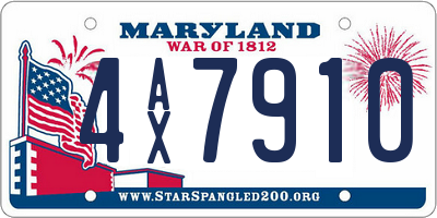 MD license plate 4AX7910