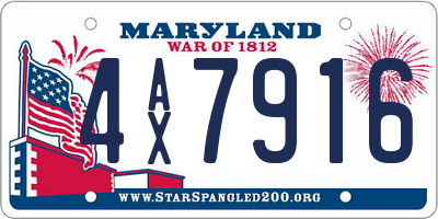 MD license plate 4AX7916