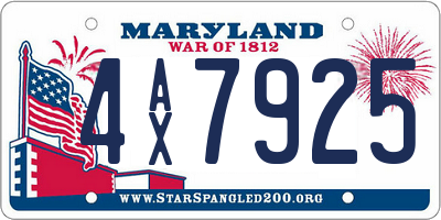MD license plate 4AX7925