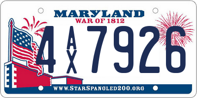 MD license plate 4AX7926