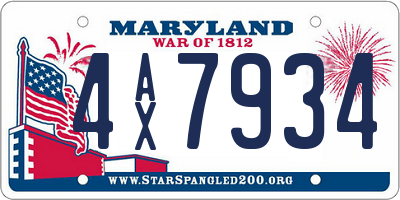 MD license plate 4AX7934