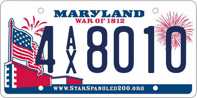 MD license plate 4AX8010