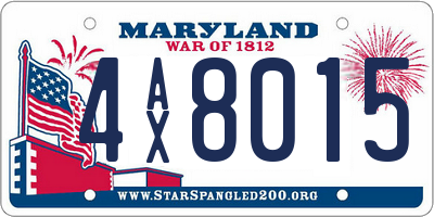 MD license plate 4AX8015