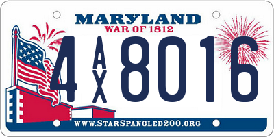 MD license plate 4AX8016