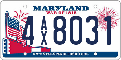 MD license plate 4AX8031