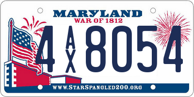 MD license plate 4AX8054