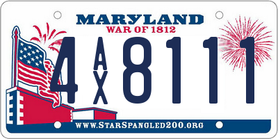 MD license plate 4AX8111