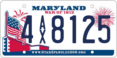 MD license plate 4AX8125