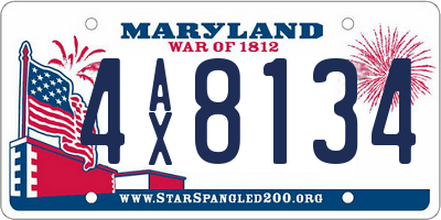 MD license plate 4AX8134