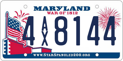 MD license plate 4AX8144