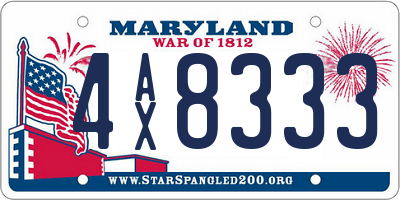 MD license plate 4AX8333