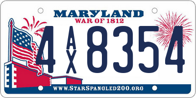 MD license plate 4AX8354
