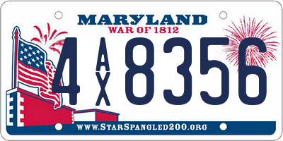 MD license plate 4AX8356