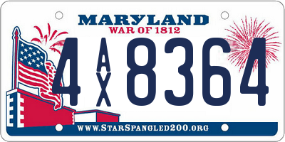 MD license plate 4AX8364