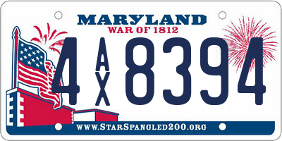 MD license plate 4AX8394