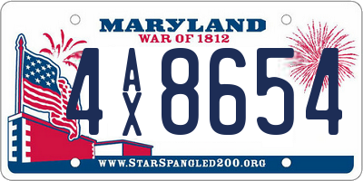MD license plate 4AX8654