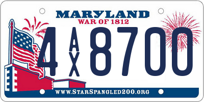 MD license plate 4AX8700