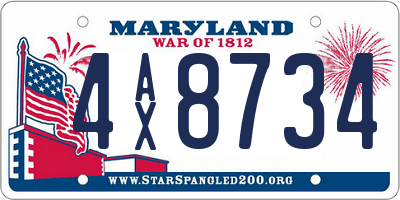 MD license plate 4AX8734