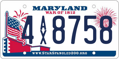MD license plate 4AX8758