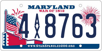 MD license plate 4AX8763