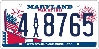 MD license plate 4AX8765
