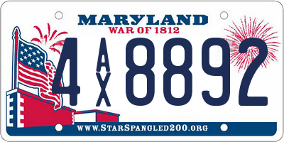 MD license plate 4AX8892