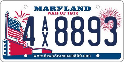 MD license plate 4AX8893