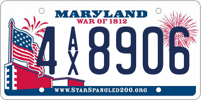 MD license plate 4AX8906