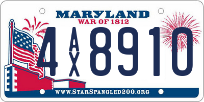 MD license plate 4AX8910