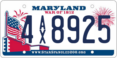 MD license plate 4AX8925