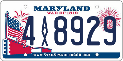 MD license plate 4AX8929