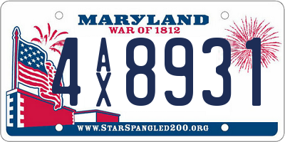 MD license plate 4AX8931