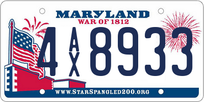 MD license plate 4AX8933