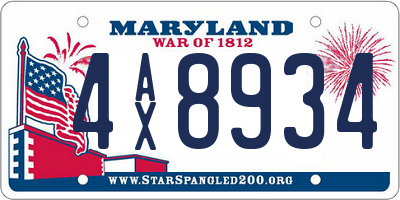MD license plate 4AX8934