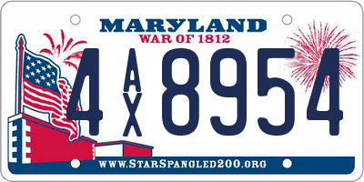 MD license plate 4AX8954