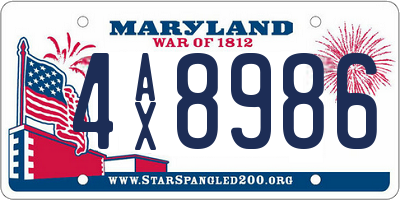 MD license plate 4AX8986