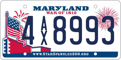 MD license plate 4AX8993